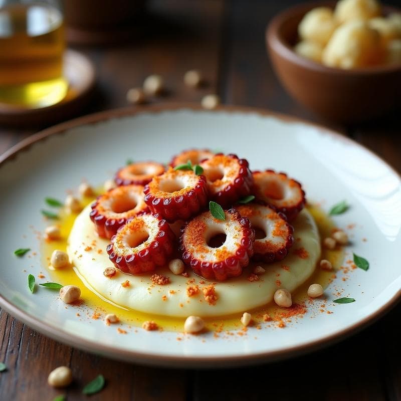 Pulpo a la Gallega con Puré de Coliflor: Receta Española Keto y Sin Patata