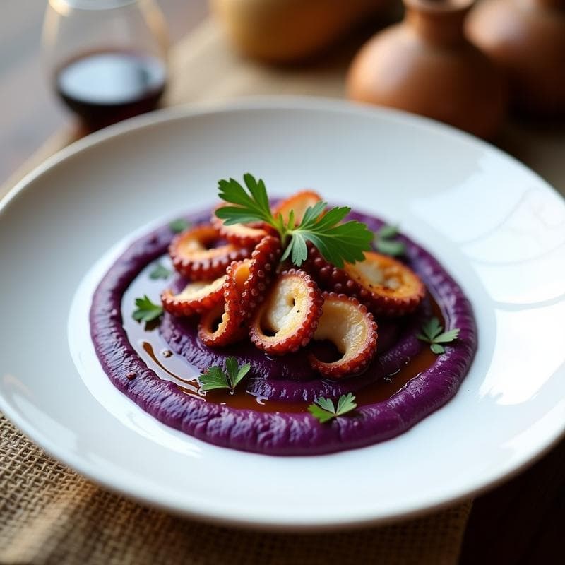 Pulpo a la Gallega con Puré de Patata Morada: Receta Gourmet en Olla Lenta