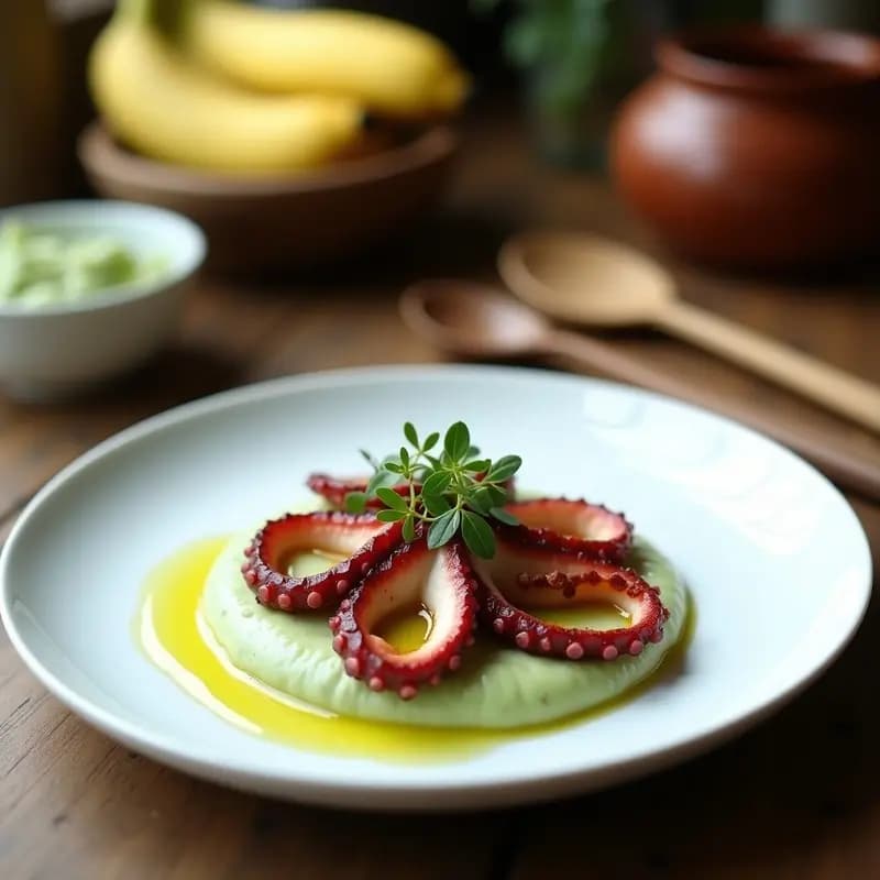 Pulpo al Olivo con Puré de Habas: Receta Española de las Islas Canarias con Toque Gourmet