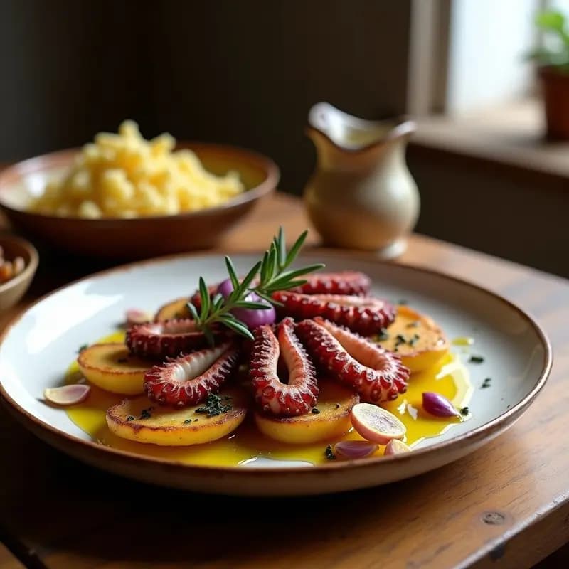 Pulpo a la Parrilla con Aceite de Oliva y Patatas Panaderas: Receta Gallega Tradicional