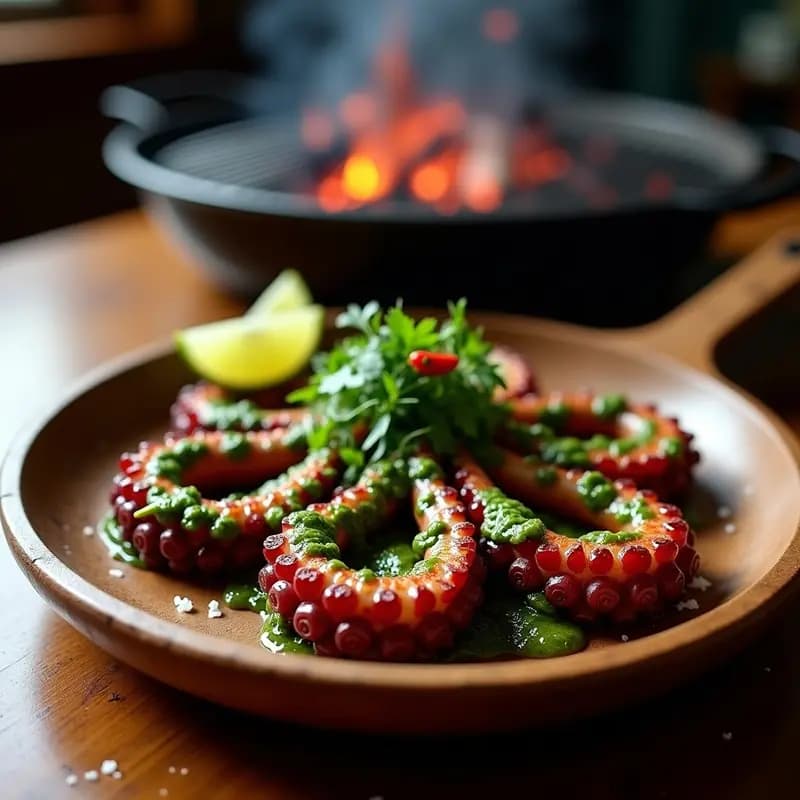 Pulpo a la Parrilla con Chimichurri Argentino: Receta de Mar con Toque Herbáceo