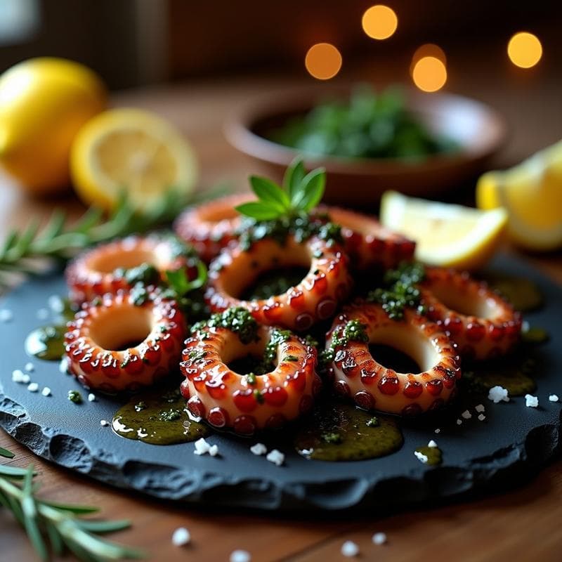 Pulpo a la Plancha con Chimichurri de Hierbas Negras: Receta Uruguaya en Airfryer