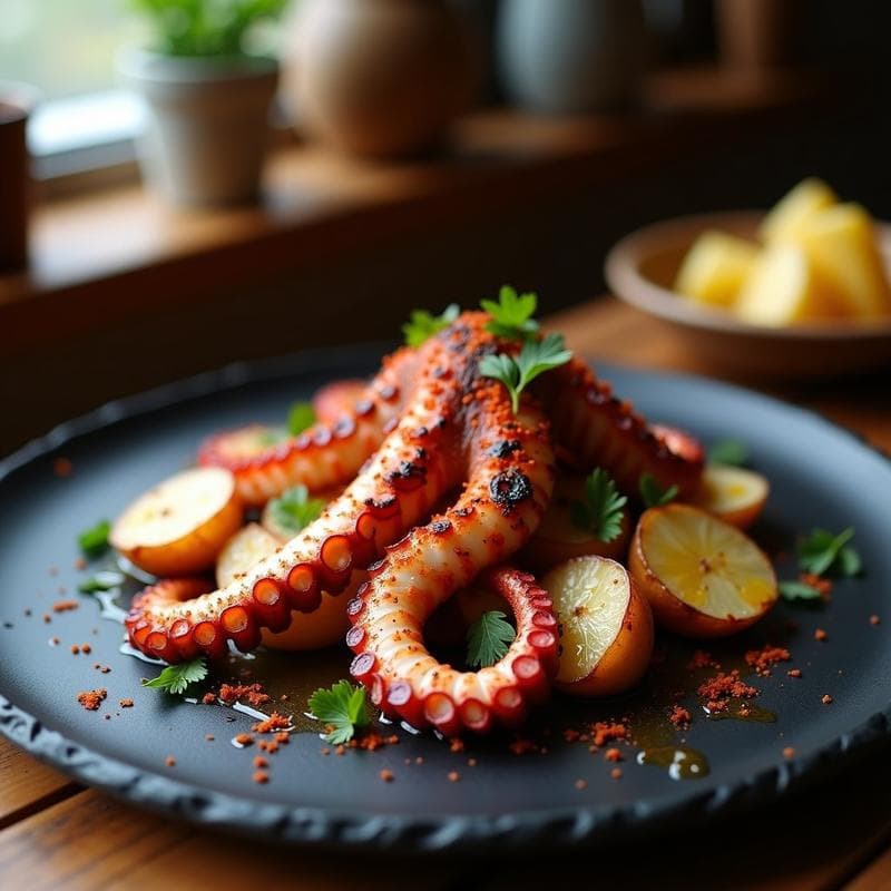 Pulpo a la Plancha con Pimentón de la Vera y Patatas Panaderas: Receta Gallego en Olla Exprés