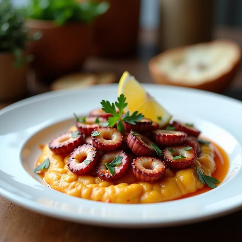 Pulpo a la Plancha con Puré de Garbanzos y Pimentón de la Vera: Receta Española en Airfryer