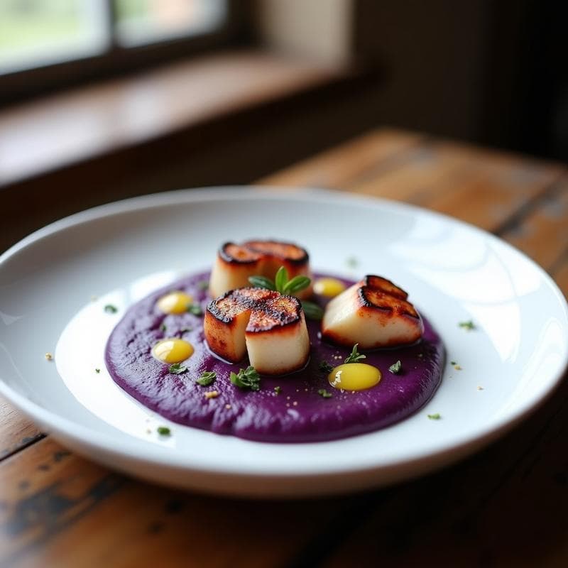 Pulpo al vacuum con puré de patata morada: Receta gourmet en 40 minutos con técnica sous vide