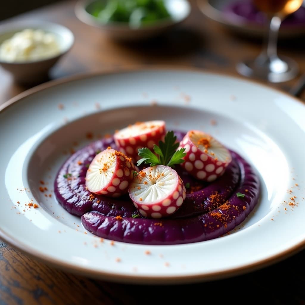 Pulpo al Vapor con Puré de Batata Morada: Receta Gallega en Olla Express sin Aceite