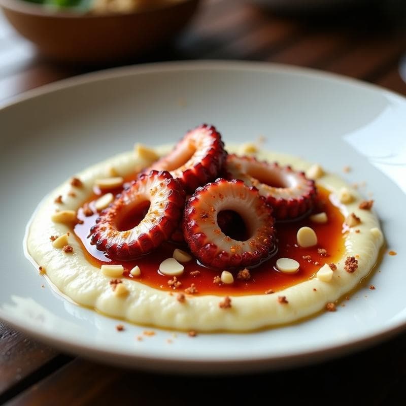 Pulpo al Vapor con Puré de Coliflor y Romesco: Receta Keto en Olla Express