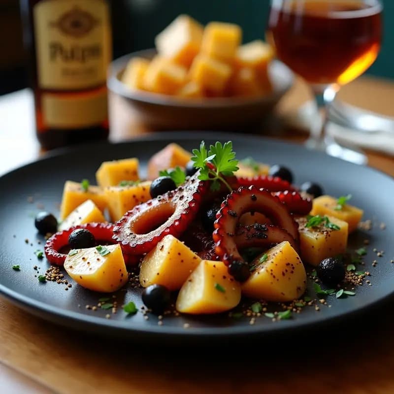 Pulpo a la Vinagreta con Patatas y Aceitunas Kalamata: Entrante Español Gourmet en Olla GM