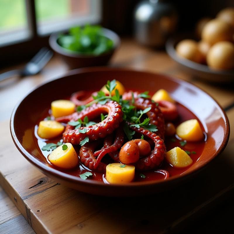 Pulpo al Vino Tinto con Pimentón de la Vera: Receta Gallego-Portuguesa en Olla Exprés en 20 Minutos