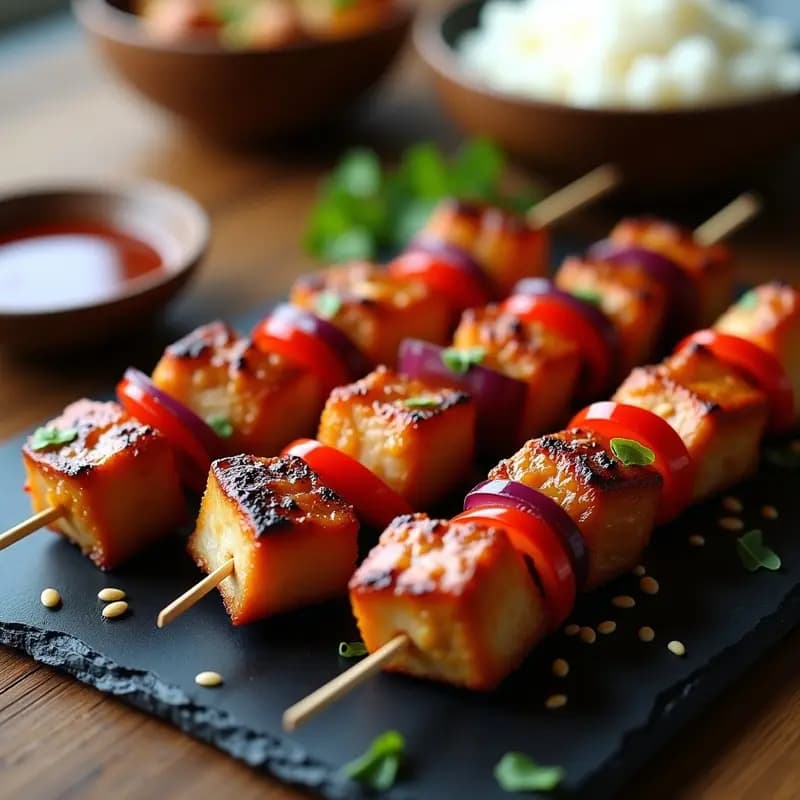 Pulpoggi Coreano con Salsa de Sésamo y Miel: Brochetas de Cerdo en Airfryer con Toque Dulce