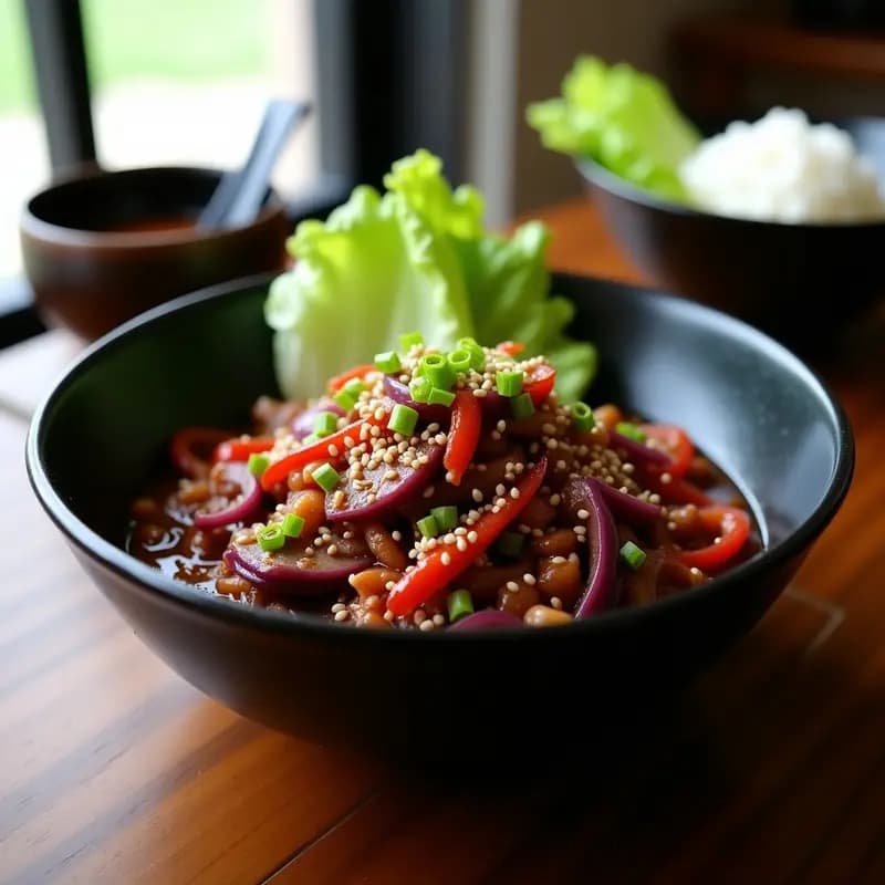 Pulpogis Coreano con Carne de Res y Salsa ssamjang: Receta Auténtica en Sartén de Hierro