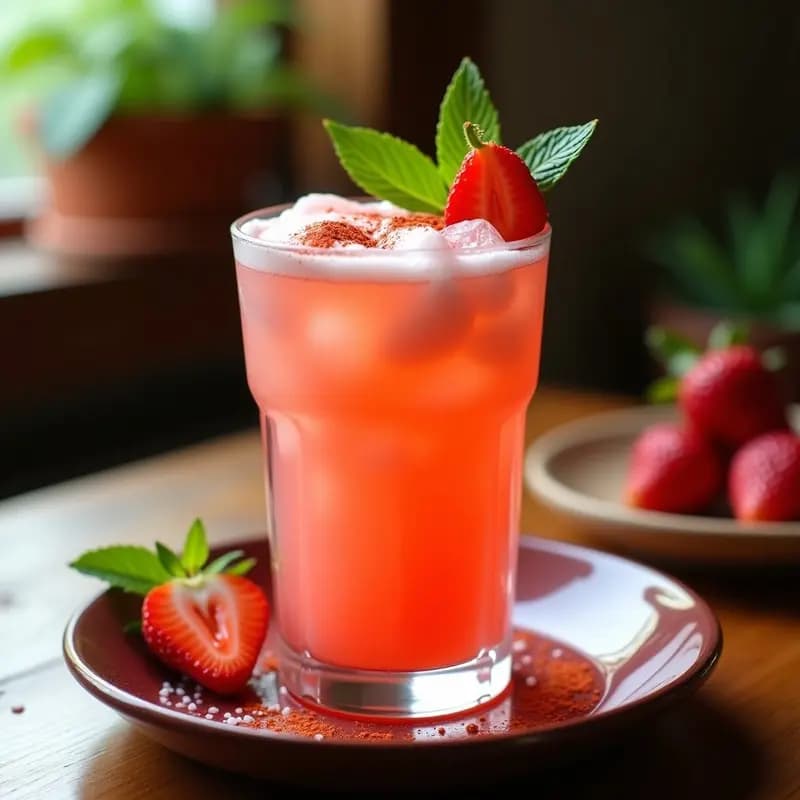 Pulque de Fresa y Chili en Polvo: Bebida Mexicana Fermentada y Refrescante