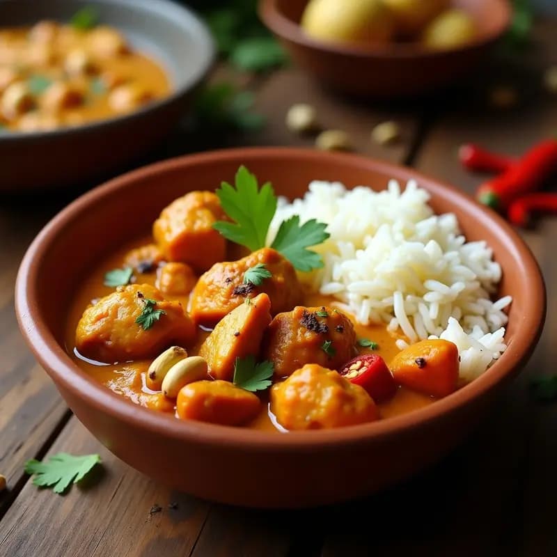 Pulusu de Pollo Andhra: Curry Indio Picante con Tamarindo y Chiles