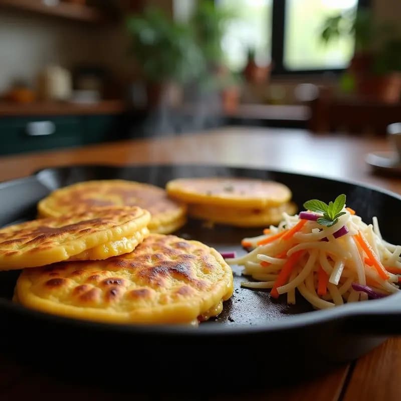 Pupusas Salvadoreñas de Queso y Loroco con Curtido: Receta en Sartén con Masa de Maíz