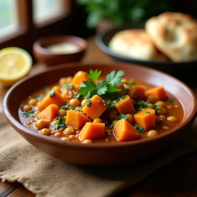 Purdue de Batata y garbanzos: Receta Egipcia Vegana con Especias Cálidas