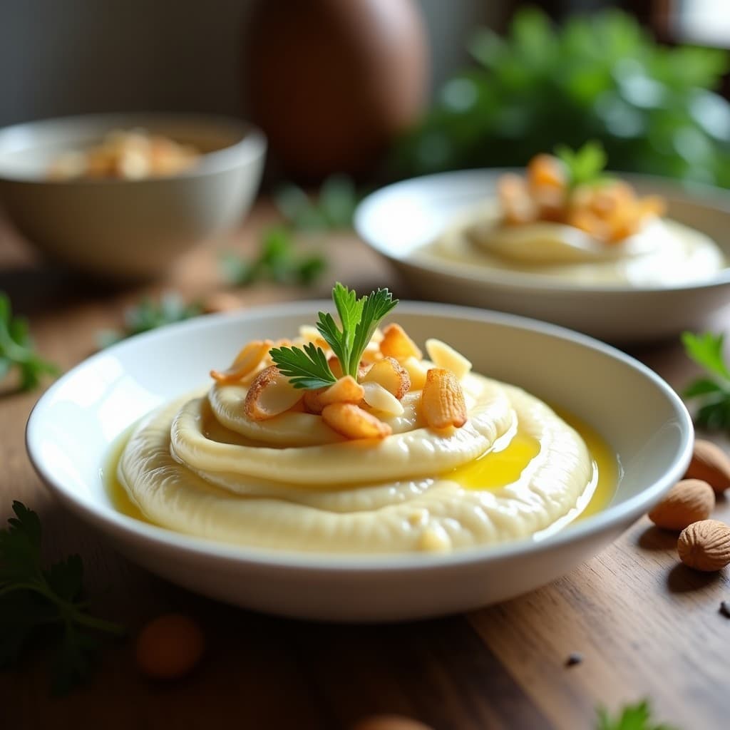 Puré de Apio-Nabo con Aceite de Oliva Virgen y Almendras: Receta en Thermomix Sin Lácteos