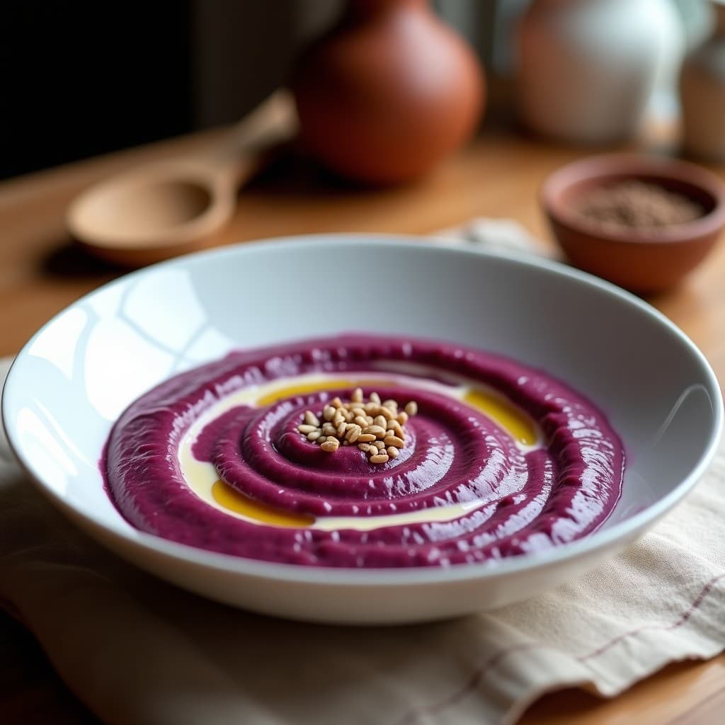 Puré de Batata Morada y Tahini: Acompañamiento Sirio Keto y Sin Lácteos