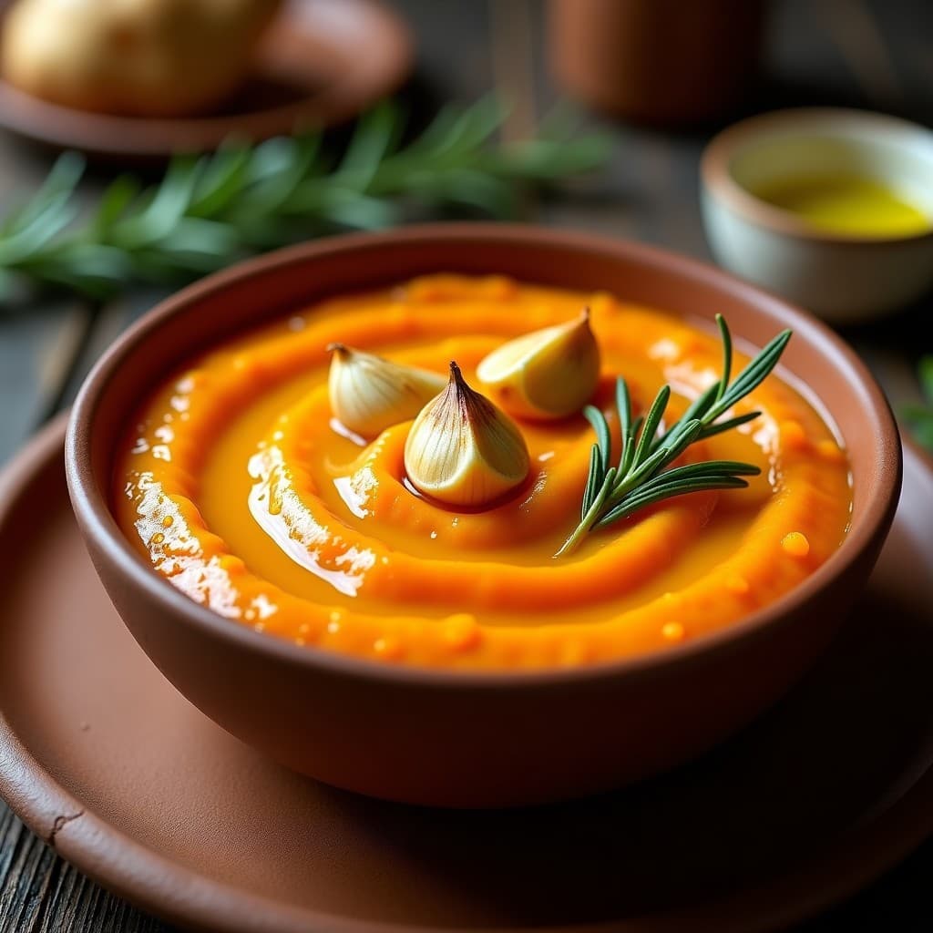 Puré de Boniato con Ajo Asado y Romero: Receta Sin Lactosa en Olla Exprés