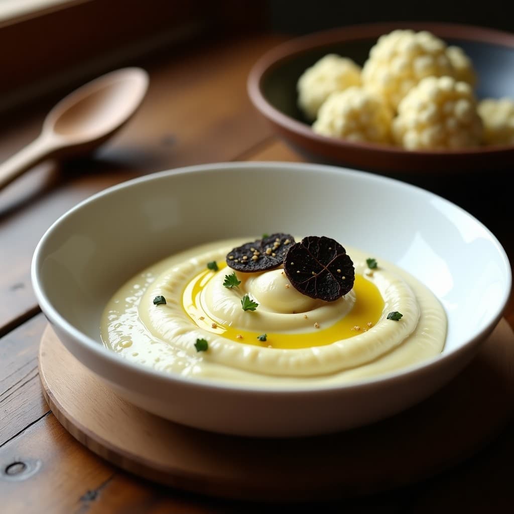 Puré de Coliflor con Ajo Negro y Trufa: Receta Gourmet en Olla Lenta Sin Lácteos