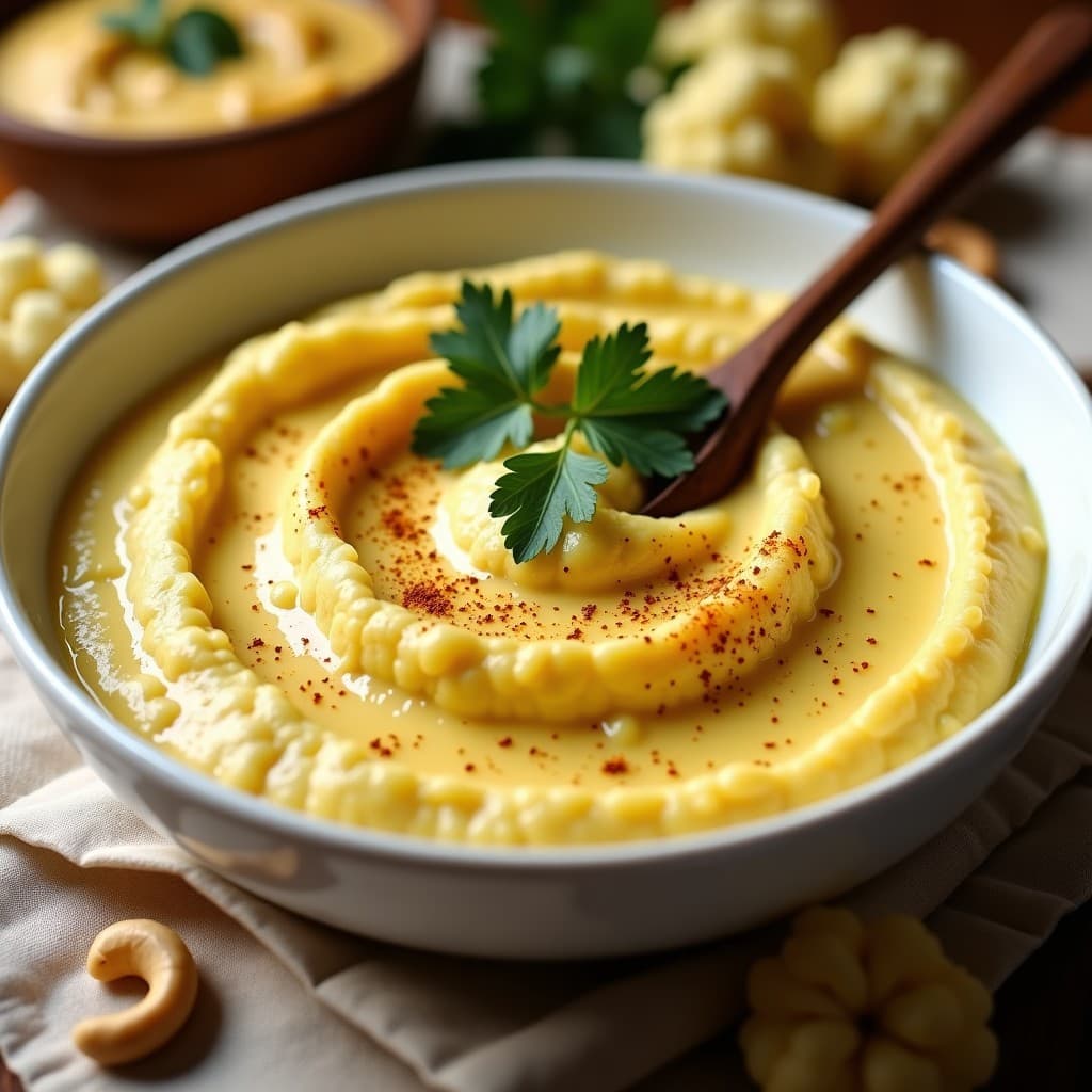 Puré de Coliflor y Anacardos con Especias de Garam Masala: Receta India Keto y Sin Lácteos