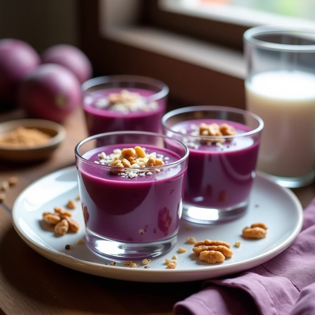 Puré de Ñame Morado con Leche de Avena: Postre Colombiano Vegano y Sin Azúcar