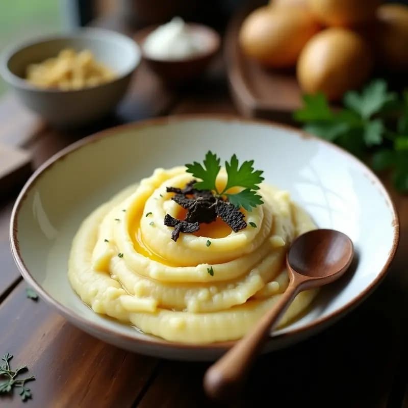Purè di Patate e Topinambur: Puré Italiano de Patata y Topinambur con Aroma a Trufa Negra