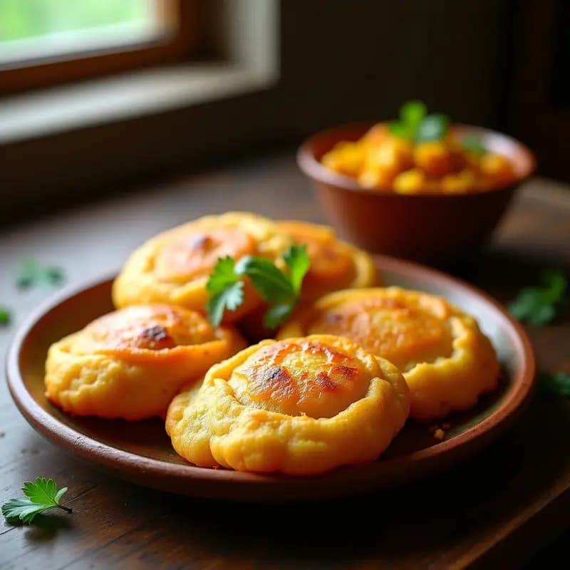 Puri Bhaji con Pan Indio Inflado y Estofado de Patatas: Desayuno Indio Vegano