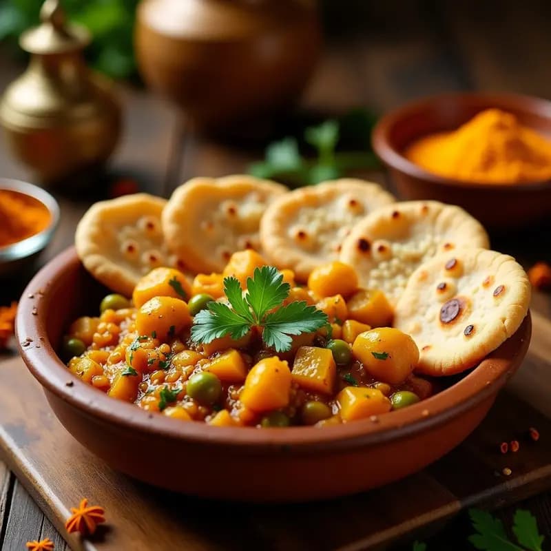 Puri Bhaji con Pan de Trigo Integral: Receta India Vegana y Tradicional