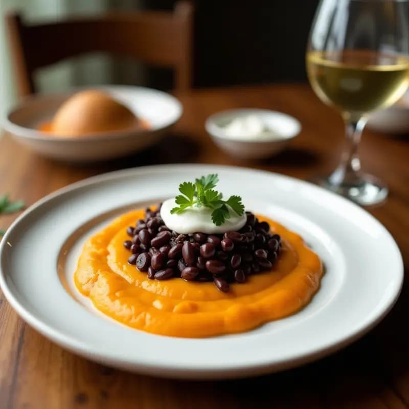 Pwa Kongo Haitiano: Puré de Habichuelas Negras con Calabaza y Coco Rallado