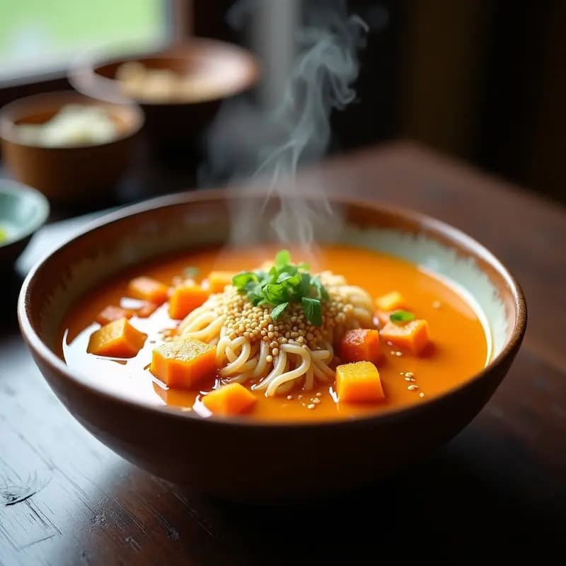 Pyekha Deugook: Sopa Coreana de Calabaza y Fideos de Arroz