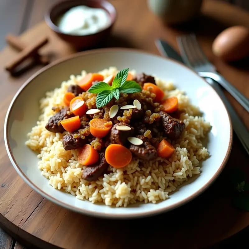 Afghan Qabuli Pulao con Zanahoria y Pasas: Receta de Arroz Basmati y Cordero en Olla Lenta