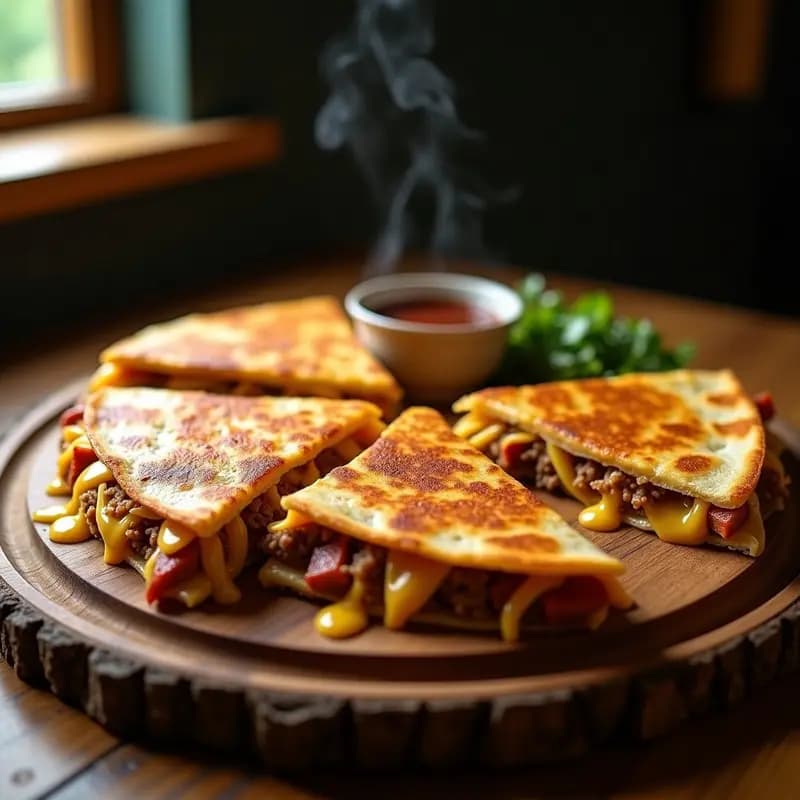 Quesadilla Gigante de 3 Carnes con Queso Oaxaca y Jalapeños: Para los que el Queso Nunca es Suficiente