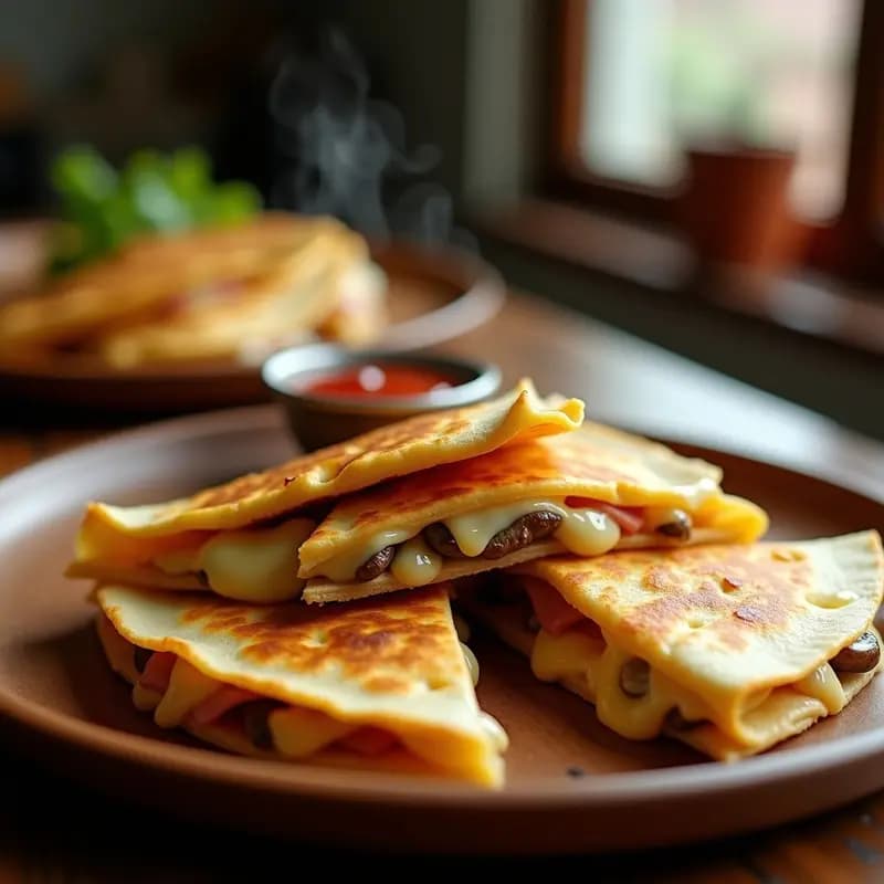 Quesadillas de 3 Quesos con Champiñones y Jamón: Crujientes por Fuera, Fundidos por Dentro