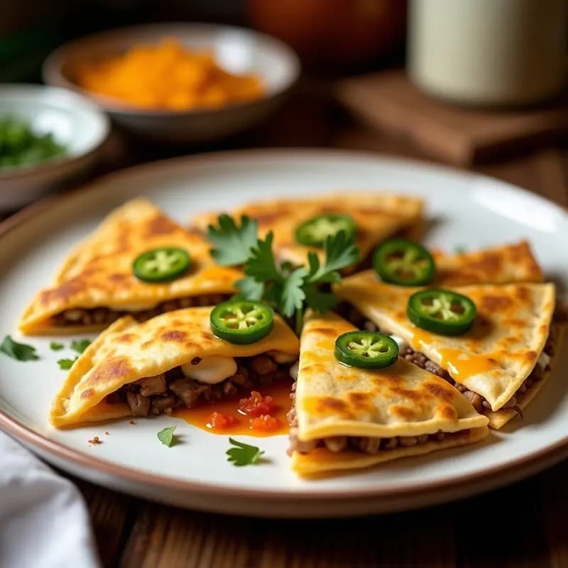 Quesadillas de 3 Quesos con Champiñones Salteados y Jalapeños: Fundidos y Adictivos
