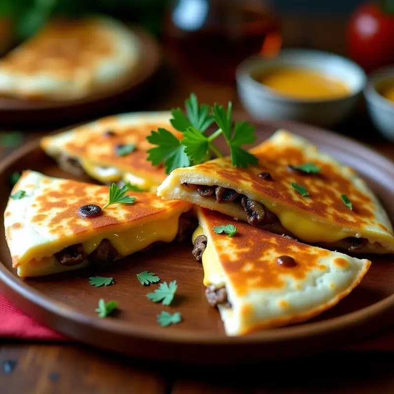 Quesadillas de 3 Quesos con Champiñones Salteados y Trufa: Receta Mexicana Gourmet