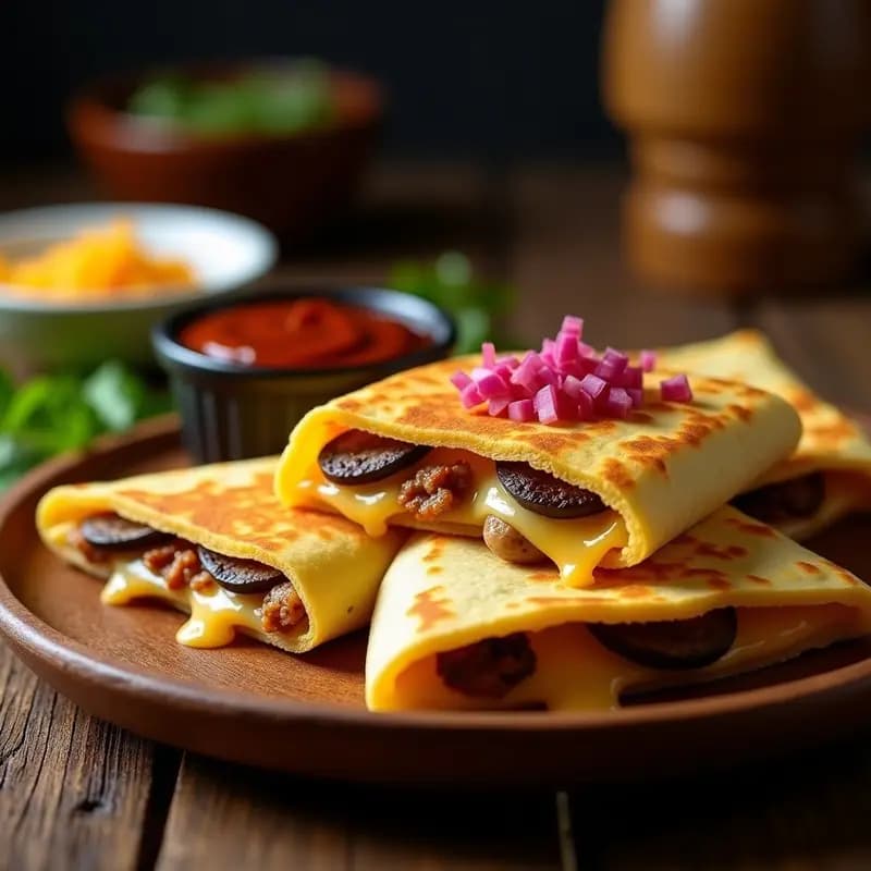 Quesadillas de 3 Quesos con Chorizo y Champiñones: Receta Mexicana para Cenas Indulgentes
