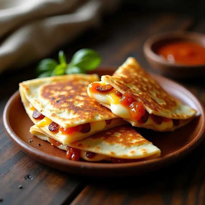 Quesadillas de 3 Quesos con Chorizo y Mermelada de Higos: Combinación Perfecta
