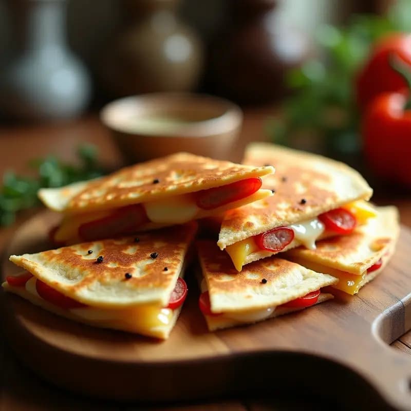 Quesadillas de 3 Quesos con Chorizo y Pimientos Asados: Receta para Amantes del Queso