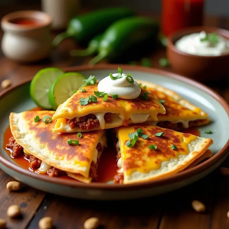 Quesadillas de 3 Quesos con Chorizo y Poblano Asado: Receta Mexicana para Derretirte de Placer