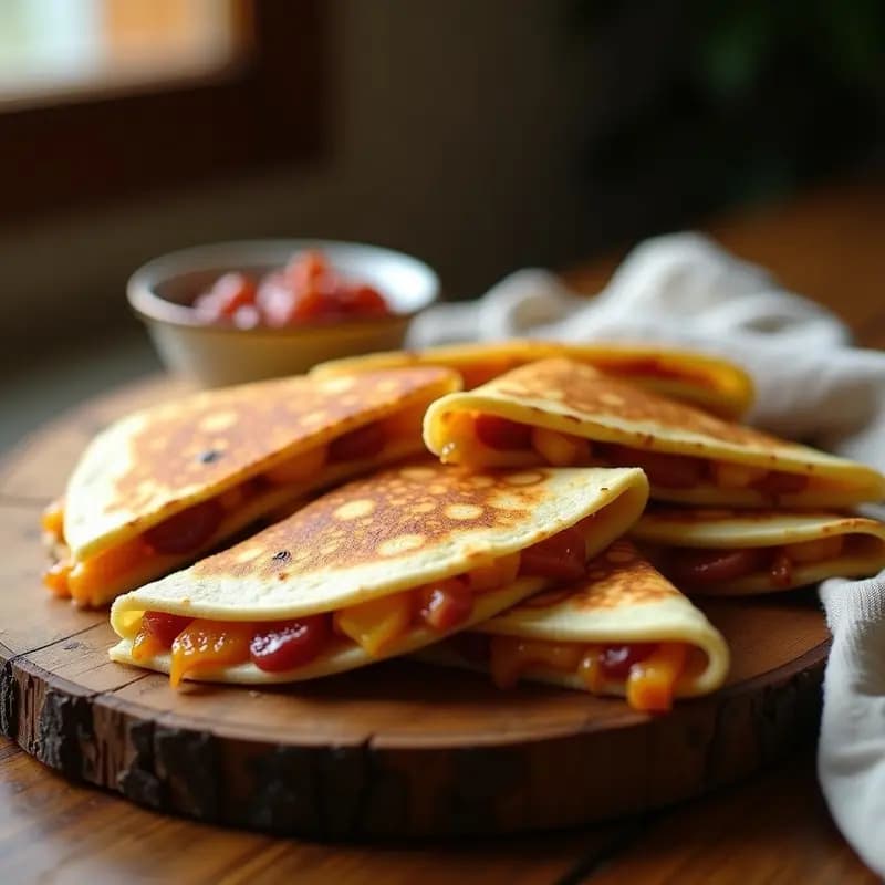 Quesadillas de 4 Quesos con Chutney de Higos y Jamón Serrano: Fusión Española-Mexicana Irresistible