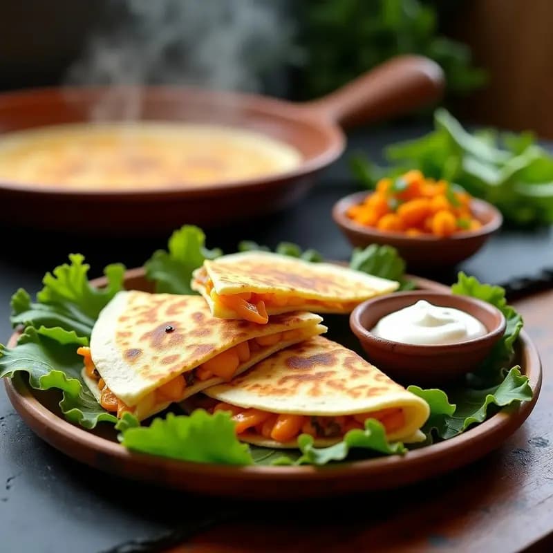 Quesadillas Mexicanas de Flor de Calabaza y Queso Oaxaca: Receta Vegetariana en Comal