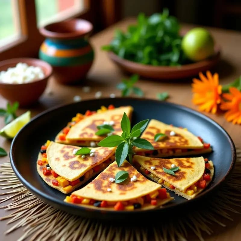 Quesadillas de Flor de Calabaza y Queso de Soja: Receta Mexicana Vegana en Comal