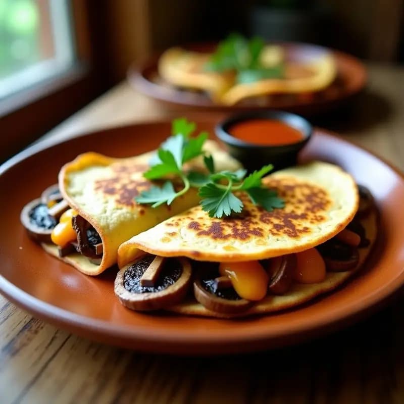 Quesadillas de Hongos Portobello y Chipotle: Receta Mexicana Sin Lactosa en Sartén