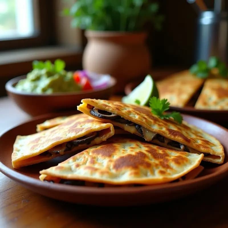 Quesadillas de Hongos Portobello y Queso Oaxaca: Receta Mexicana en Airfryer con Guacamole