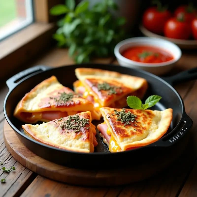 Quesadillas de JamónYork y Queso con Salsa de Tomate Casera: Aperitivo Rápido y Caliente