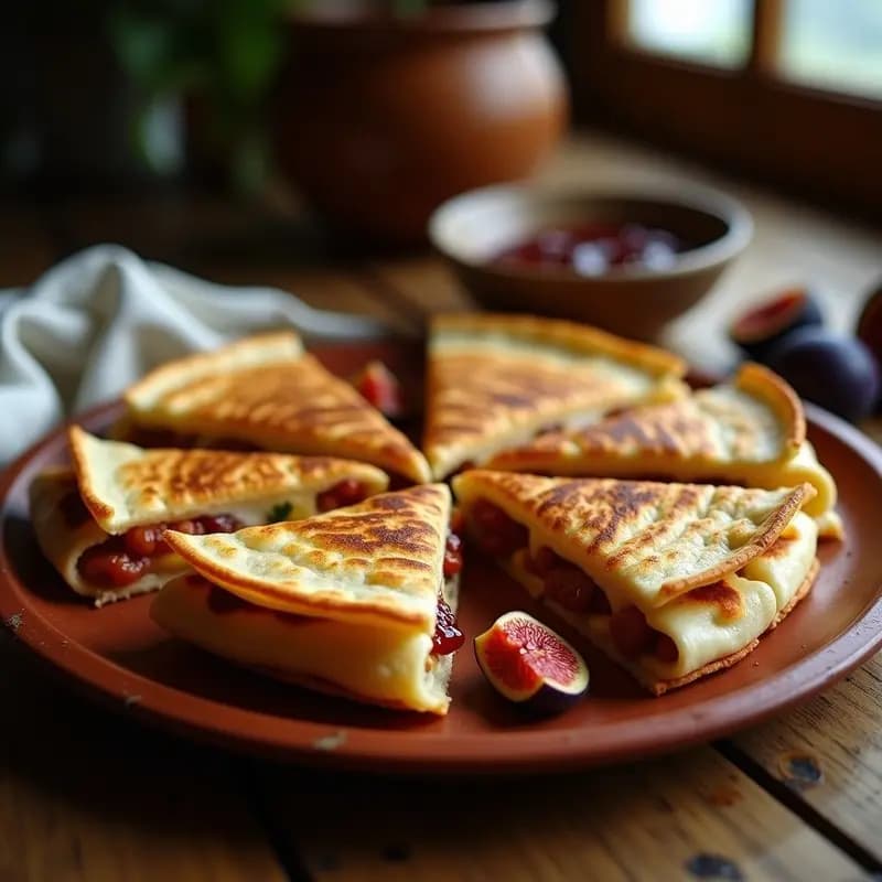 Quesadillas con Queso Oaxaca, Chorizo y Mermelada de Higo: Receta Mexicana Dulce y Salada