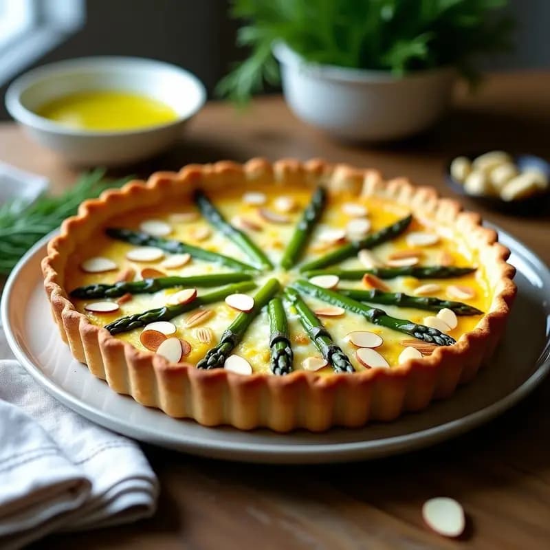 Quiche de Espárragos y Queso de Almendra: Receta Francesa Sin Gluten y Keto