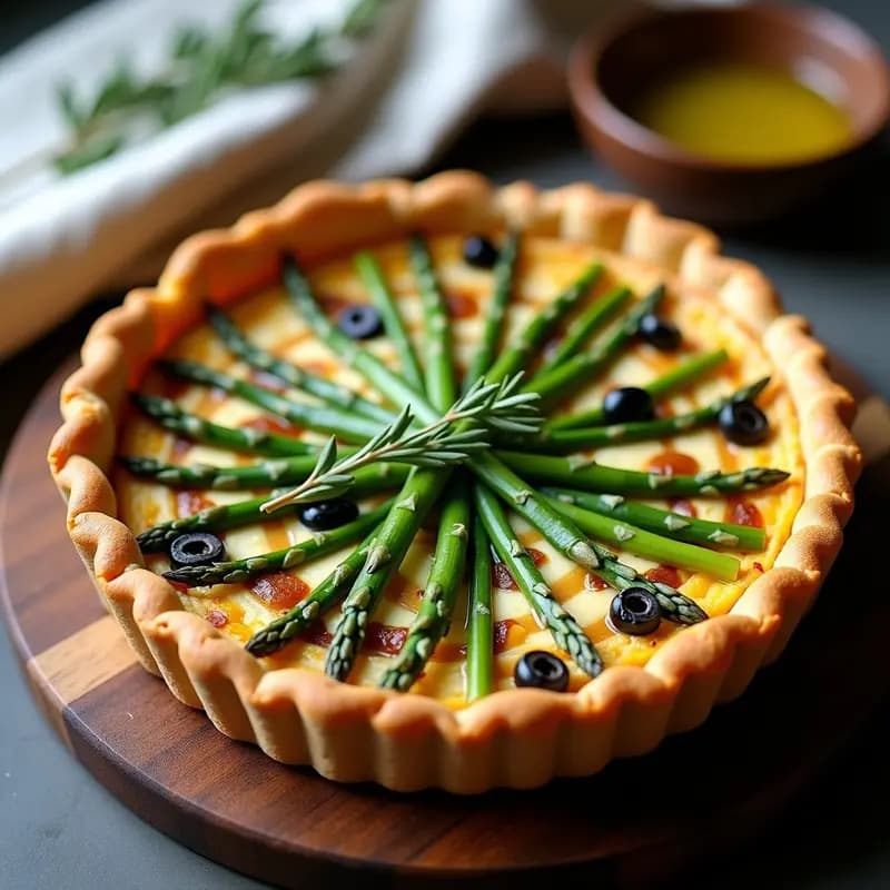 Quiche de Espárragos Trinchados y Queso de Almendras con Masa de Garbanzo: Receta Francesa Vegana