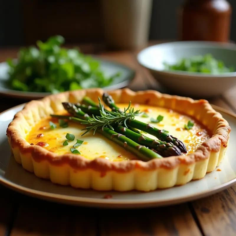 Quiche de Espárragos y Queso de Cabra: Receta Francesa Sin Masa con Base de Patata