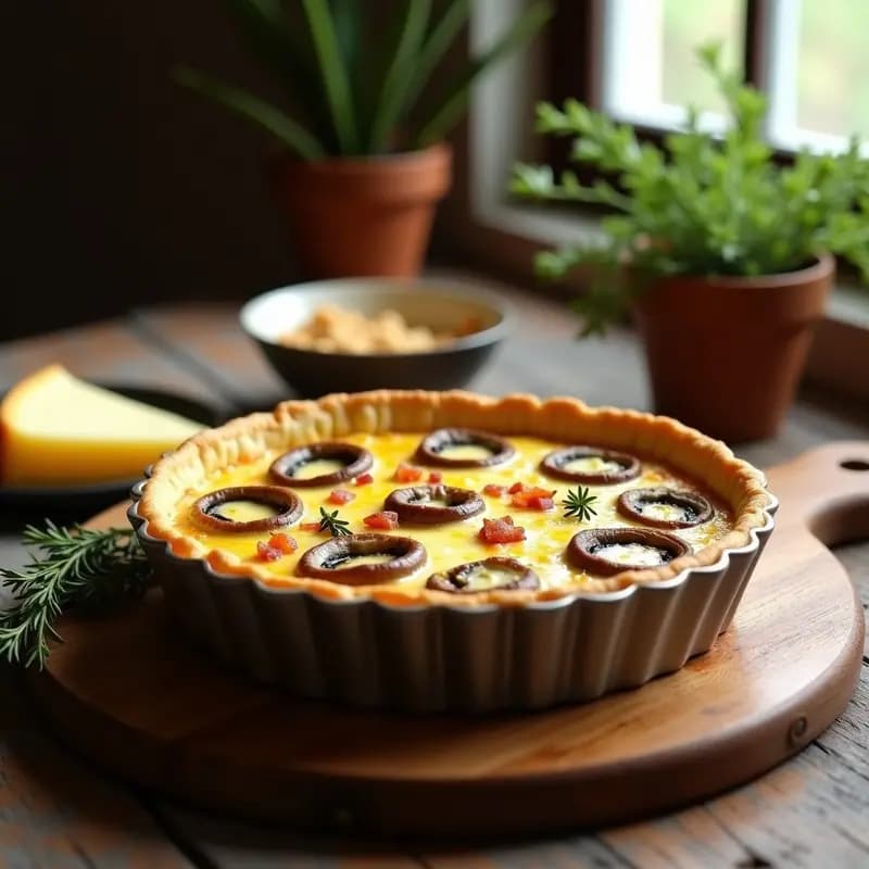 Quiche Lorena con Champiñones Portobello y Queso Gruyère: Receta Francesa en Molde Desmontable